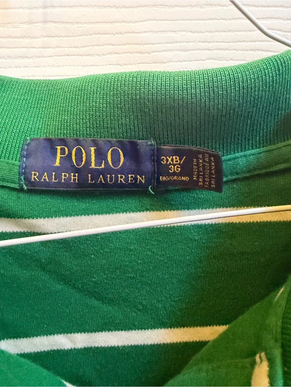 Ralph Lauren Green Polo with White Stripes